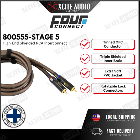 FOUR Connect STAGE5 RCA Cable | Tinned OFC | 1.5 m & 5 m | Triple Shielded