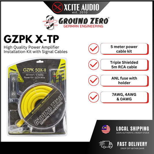 GROUND ZERO GZPK X-II - 5 Meter High Quality CCA Car Amplifier Kit with Shielded RCA Cable