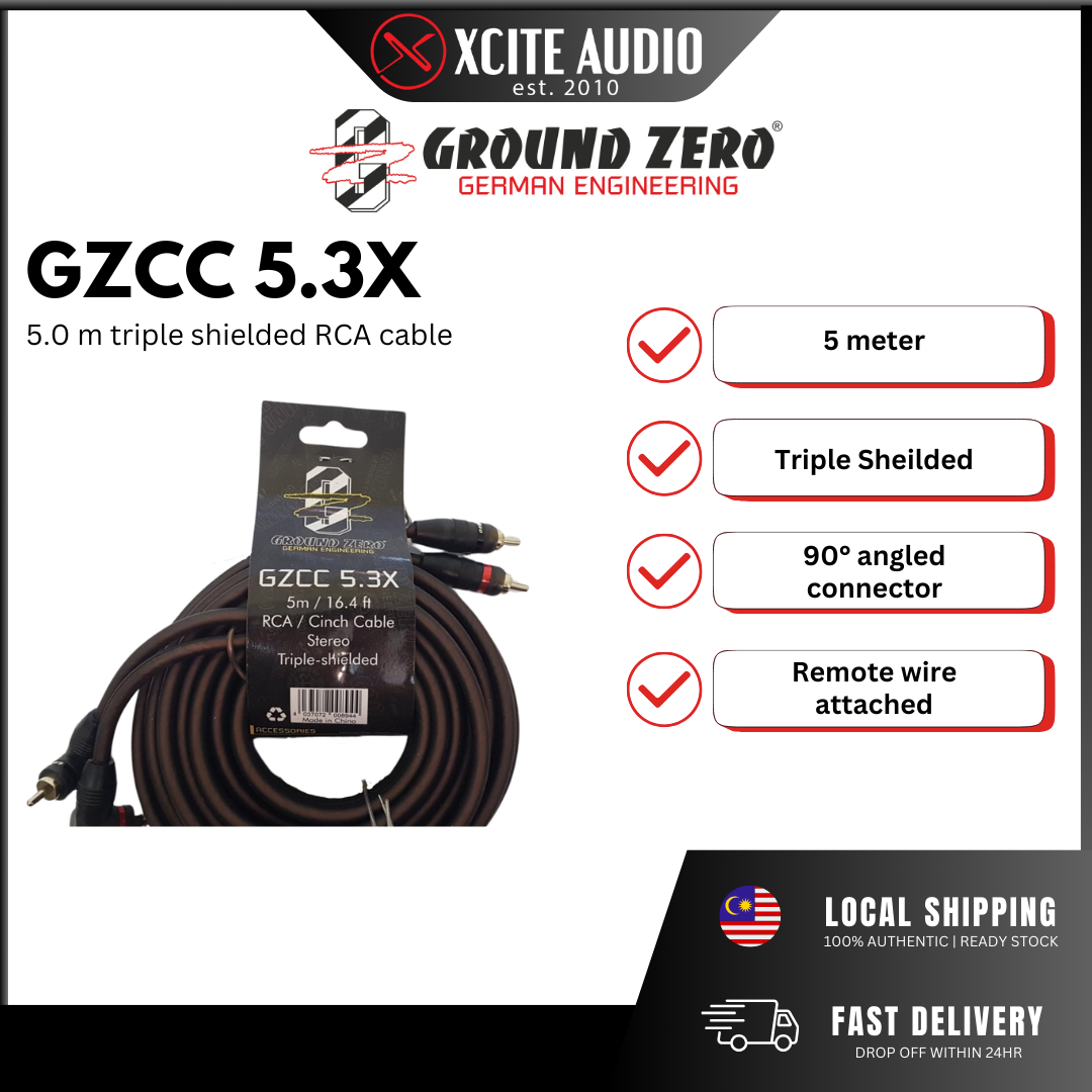 GROUND ZERO GZCC MODEL (X) - High Quality Triple Shielded Car Amplifier RCA Cable
