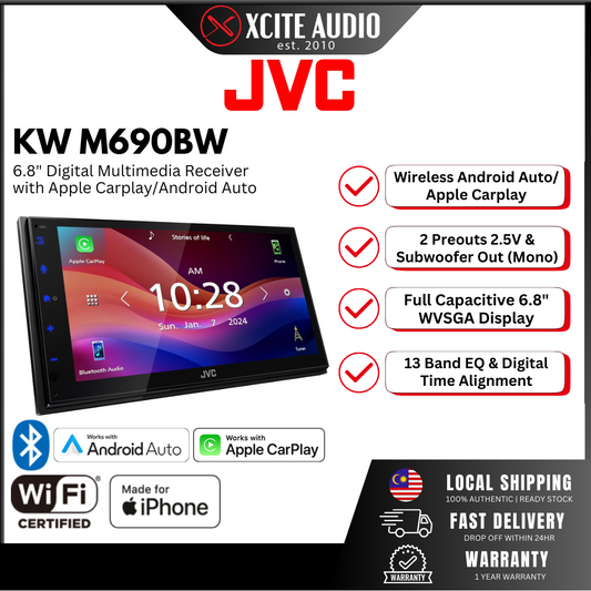 JVC KW M690BW - 6.8" Digital Multimedia Receiver with Apple Carplay/Android Auto