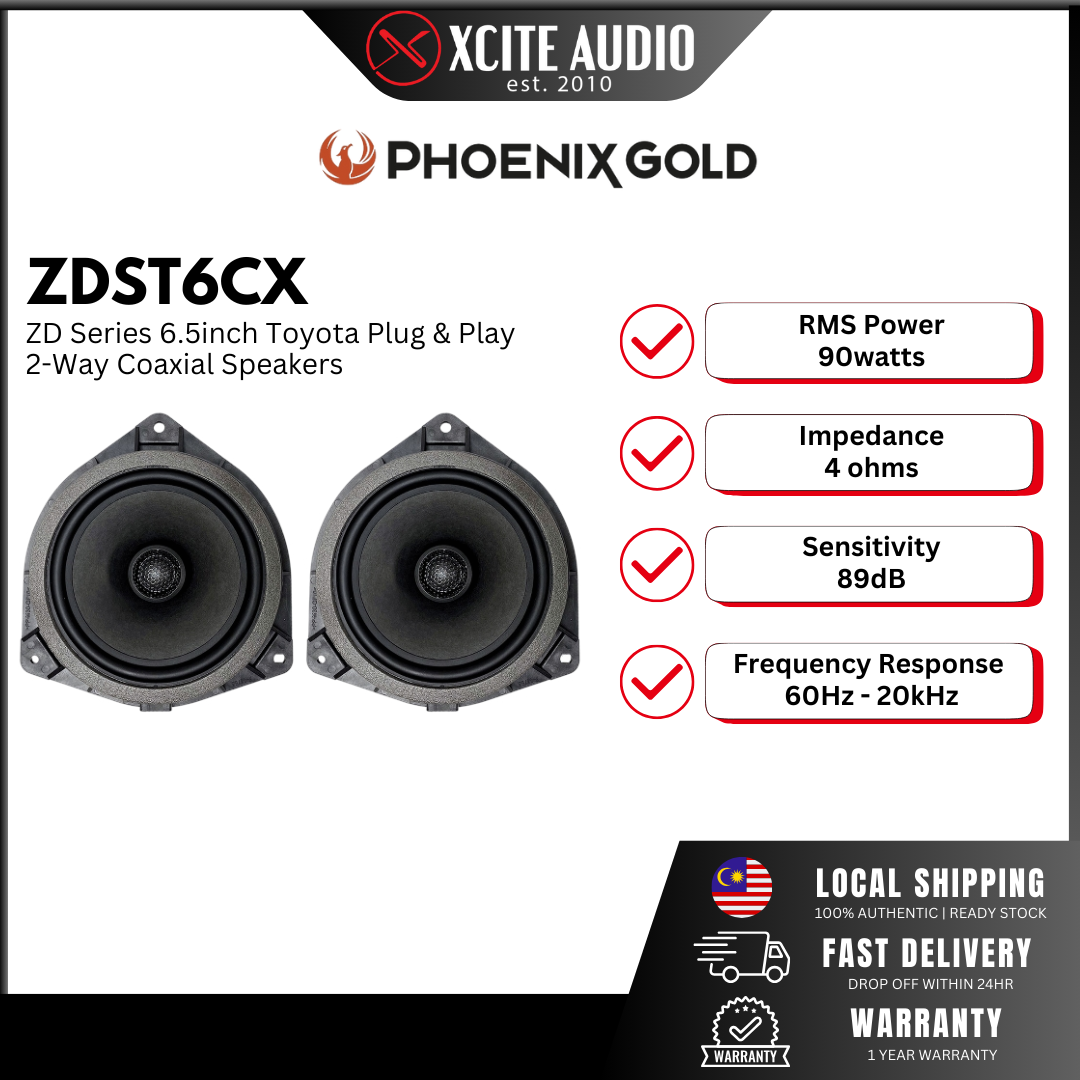 Phoenix Gold ZDST6CX - ZD Series 6.5inch Plug & Play Toyota 2-Way Coaxial Car Speakers