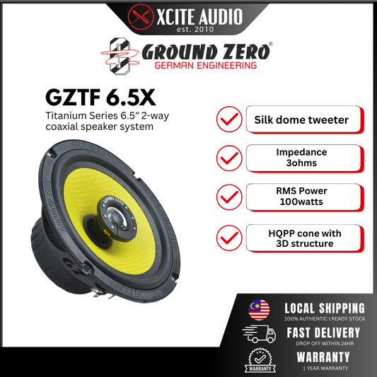 GROUND ZERO GZTF 6.5X - Titanium Series 6.5inch 2-way Car Coaxial Speakers