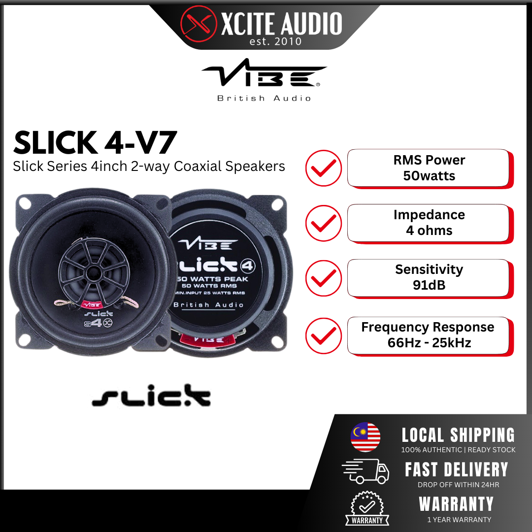 VIBE SLICK 4-V7 - Slick Series 4 Inch 2-way Coaxial Car Speakers