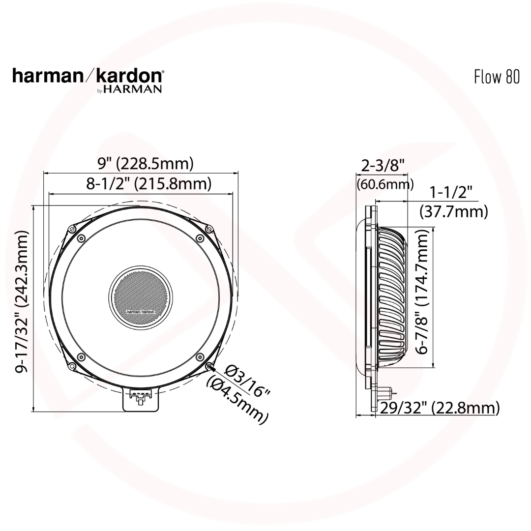 harman/kardon Flow 80 | 20cm / 8" | BMW Compatible Plug & Play Subwoofer | 125 Watt RMS @ 4 Ω