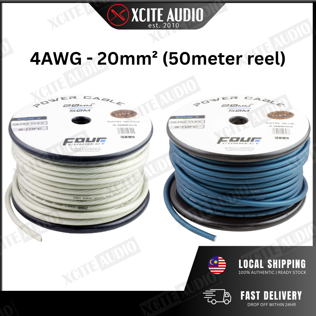 FOUR‑CONNECT STAGE3 Power Cable - S‑TOFC Ultra‑Flex 0-8AWG | Car Power Cable (Bulk)