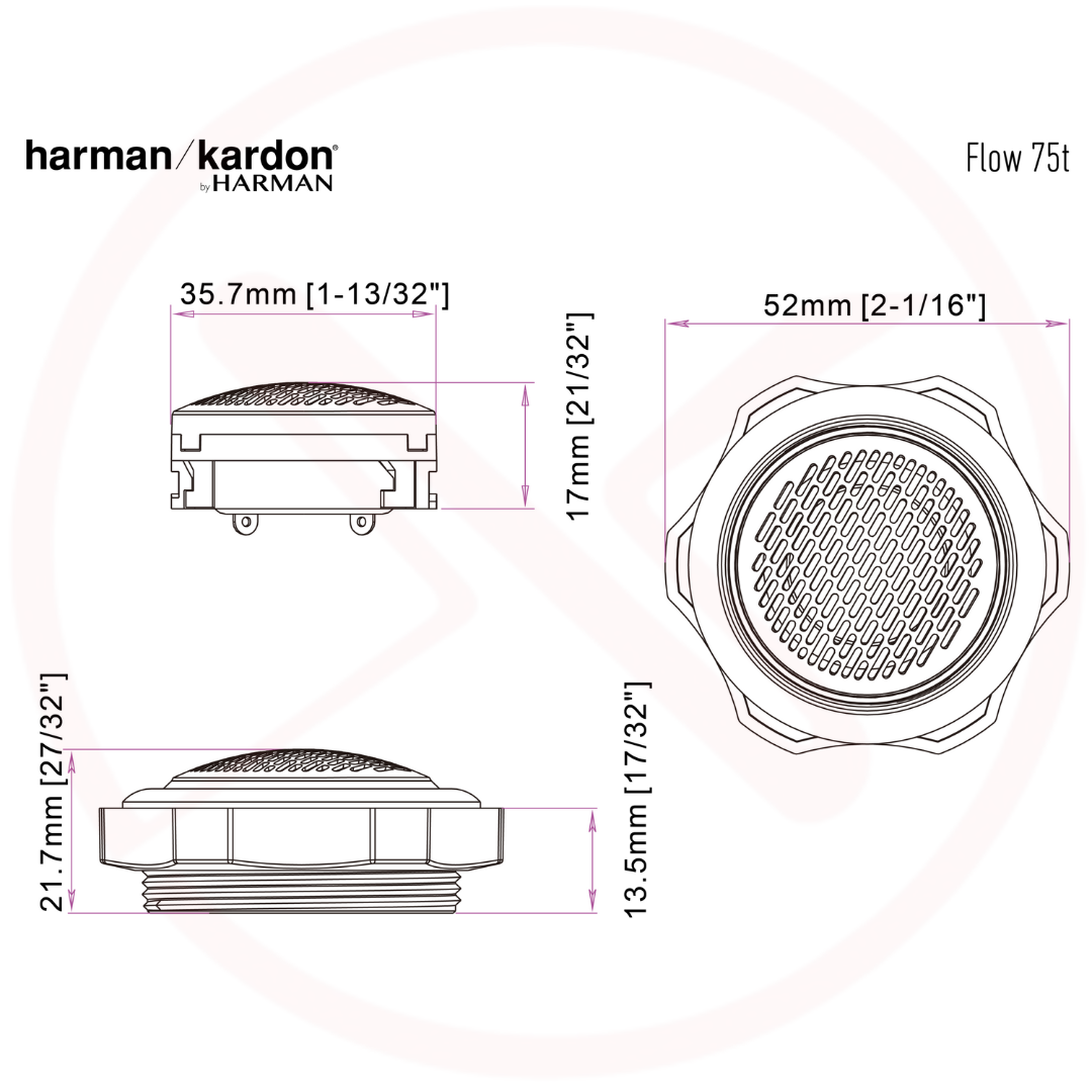 harman/kardon Flow 75T | 19mm/1"inch | Hi-Res Certified Edge Driven Silk Dome Car Tweeters