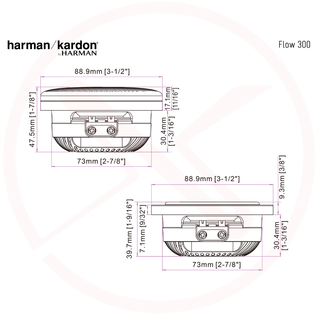 harman/kardon FLOW 300S | 3.5" Inch Car Component Midrange Speakers | 60watt RMS x 2 @4ohms