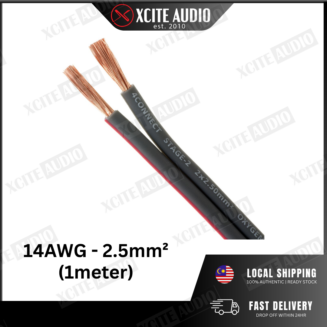 Four Connect Stage 2 | 8AWG - 16AWG High‑Flex Premium OFC Speaker Cables (1 Meter)