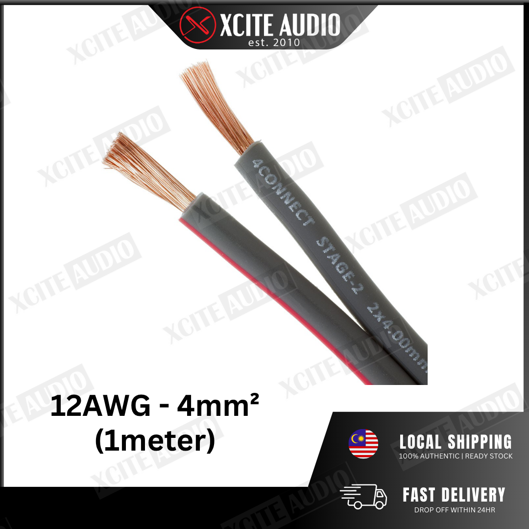 Four Connect Stage 2 | 8AWG - 16AWG High‑Flex Premium OFC Speaker Cables (1 Meter)