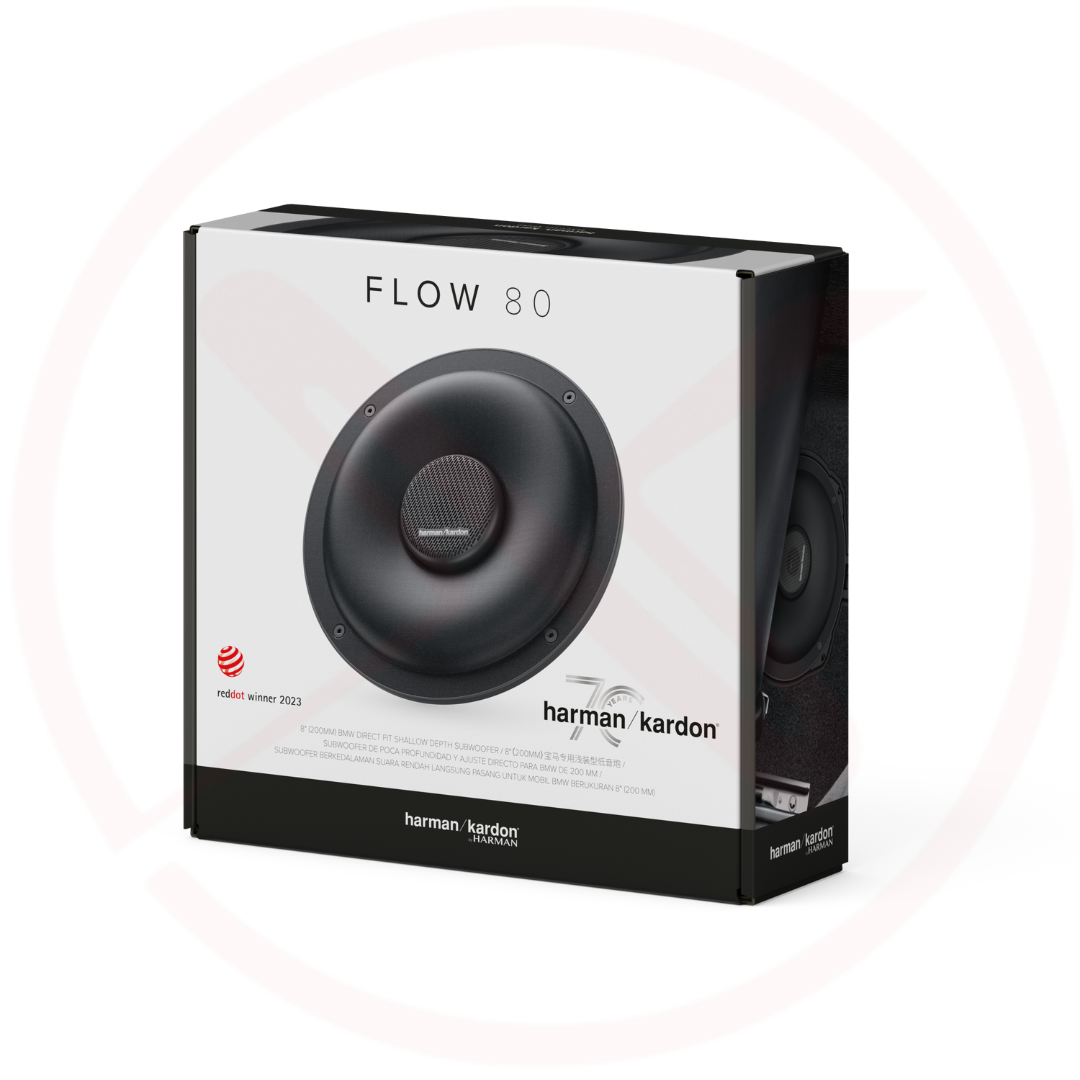 harman/kardon Flow 80 | 20cm / 8" | BMW Compatible Plug & Play Subwoofer | 125 Watt RMS @ 4 Ω