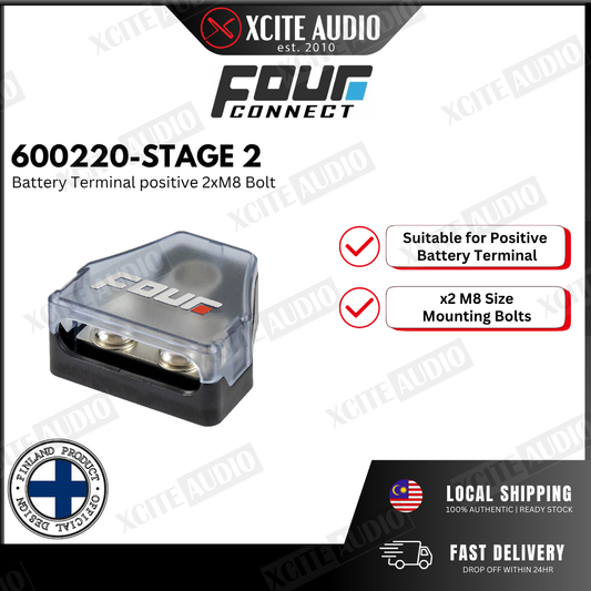 FOUR Connect 4‑600220 STAGE2 Battery Terminal (Positive) | 2×M8 Bolt | Heavy Duty
