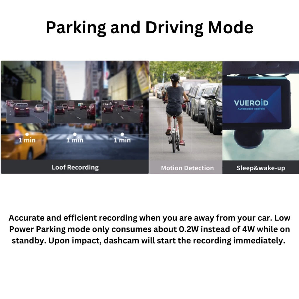 Vueroid D20-Q2 QHD Dual Dashcam with Wi-Fi & Smart ADAS Car Camera Car Recorder Kamera Kereta