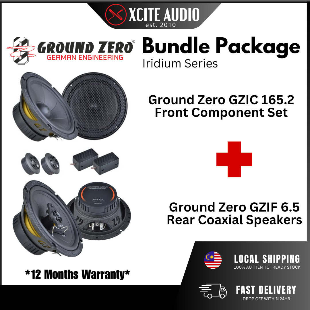 Universal 6.5" Car Speaker Front & Rear Bundle Package for Plug & Play - FOC Speaker Waterproof Cover