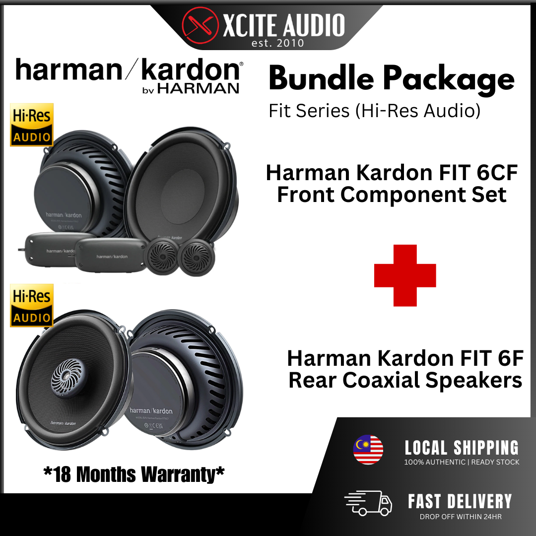 Universal 6.5" Car Speaker Front & Rear Bundle Package for Plug & Play - FOC Speaker Waterproof Cover
