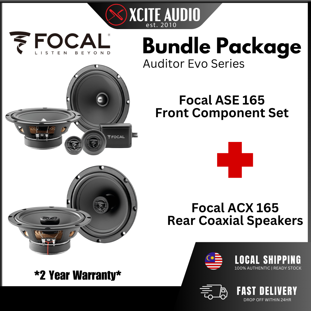 Universal 6.5" Car Speaker Front & Rear Bundle Package for Plug & Play - FOC Speaker Waterproof Cover