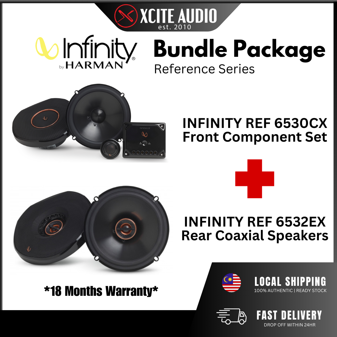 Universal 6.5" Car Speaker Front & Rear Bundle Package for Plug & Play - FOC Speaker Waterproof Cover