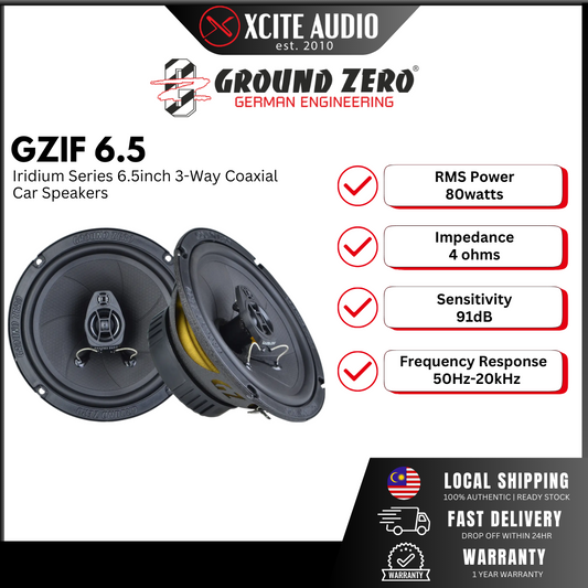 GROUND ZERO GZIF 6.5 - Iridium Series 6.5inch 3-Way Coaxial Car Speakers