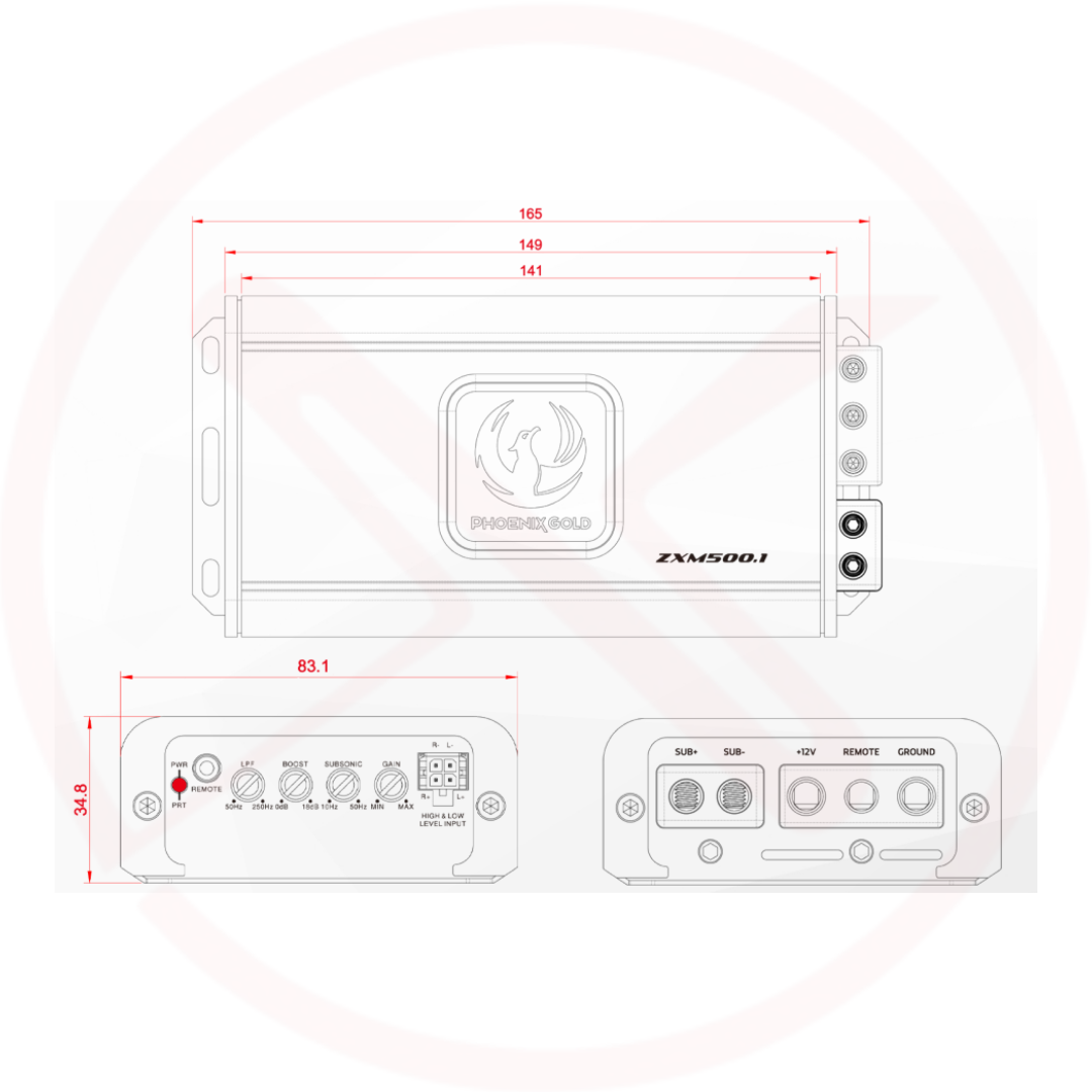 PHOENIX GOLD ZXM 500.1 - ZX Series Micro Car Subwoofer Mono Amplifier