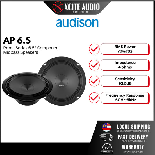 Audison Prima AP 6.5 Mid-Woofer Car Speakers | 210 W Peak Power | Kereta Woofer