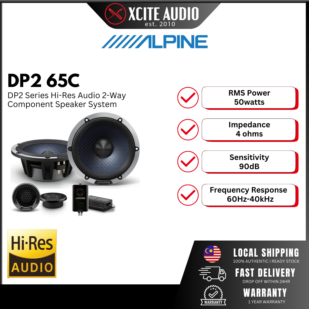 Alpine DP2-65C - DP2 Series (Hi-res Certified) 2-way Car Component Speaker System