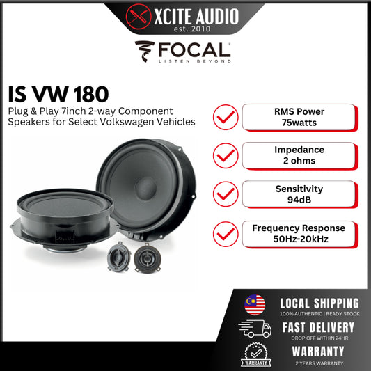 FOCAL KIT IS VW180 - 7" 2-way Component Speaker System Fully Plug & Play For Volkswagen Arteon/Tiguan/Passat