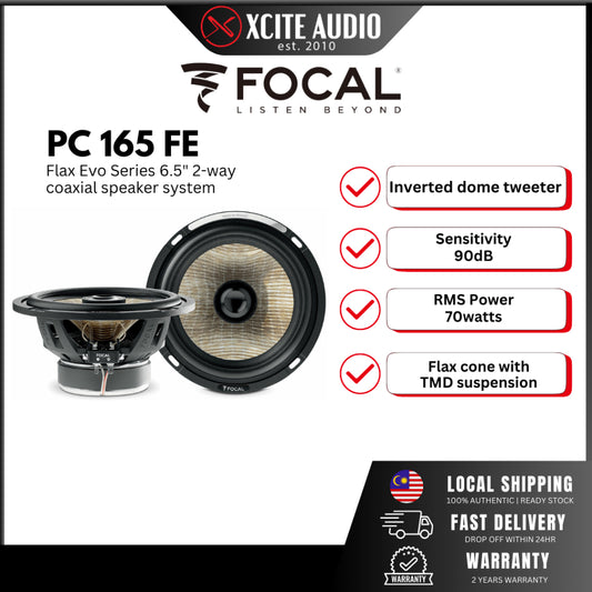 FOCAL PC 165 FE - Flax Evo Series 6.5 inch 2-way Coaxial Car Speaker System (Made In France)