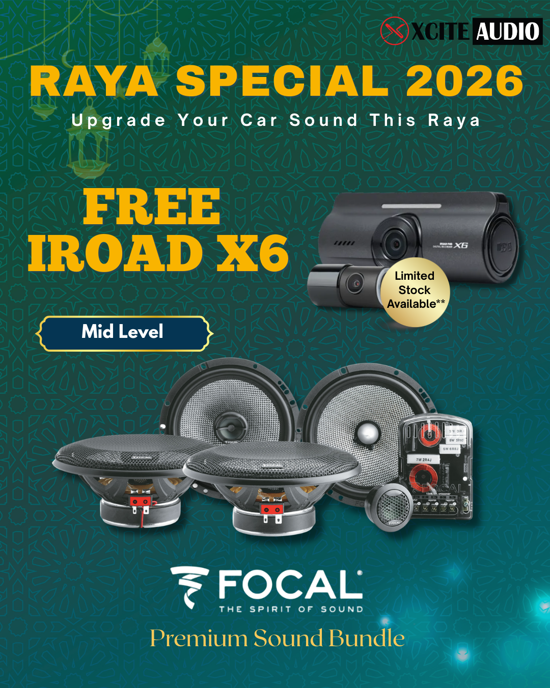 RAMADAN FOCAL ACCESS BUNDLE PACKAGE - Front & Rear Speaker FOC IROAD X6