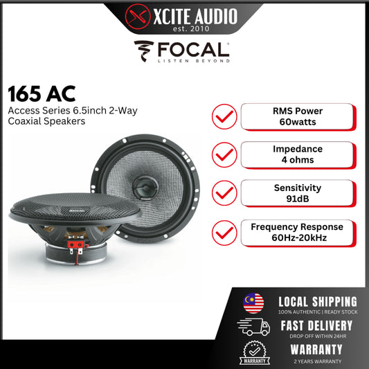 Focal Access 165AC 2-way Coaxial Speaker Kit | 120W Peak | RMS 60W | 2 Years Warranty | 100% Original Speaker
