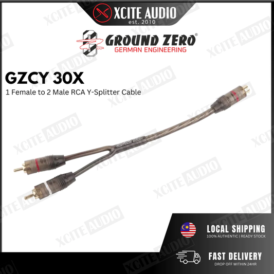GROUND ZERO - GZCY 30X | 1x Female to 2 Male RCA Y-Splitter Cable for Car Amplifier