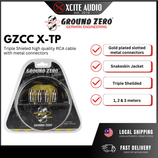 GROUND ZERO GZCC X-TP - Jacketed High Quality Triple Shielded Car Amplifier RCA Cable