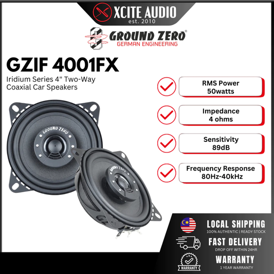 GROUND ZERO GZIF 4001FX - Iridium Series 4inch 2-Way Coaxial Car Speakers