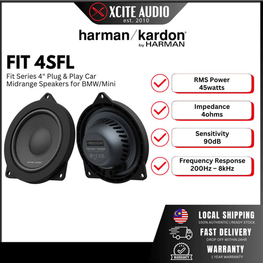 HARMAN KARDON FIT 4SFL - Fit Series 4" Component Car Midrange Speakers for BMW/Mini (Plug & Play)
