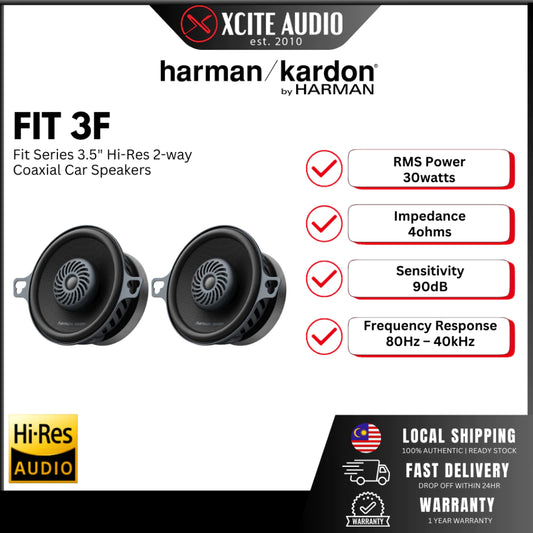 HARMAN KARDON FIT 3F - Fit Series 3.5" Coaxial 2-way Car Speakers for Select Toyota & Myvi