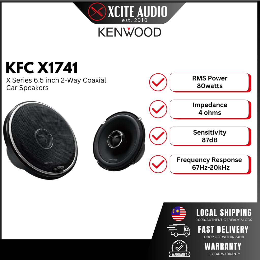 Kenwood KFC X1741 - X Series 6.5 inch 2-Way Coaxial Car Speakers