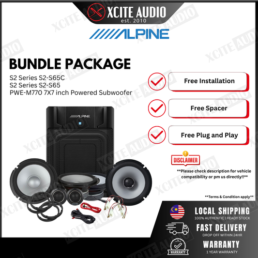 CNY BUNDLE PACKAGE - Front & Rear Speaker & Active Subwoofer FREE Installation & FOC Speaker Adapter and Socket | Plug & Play