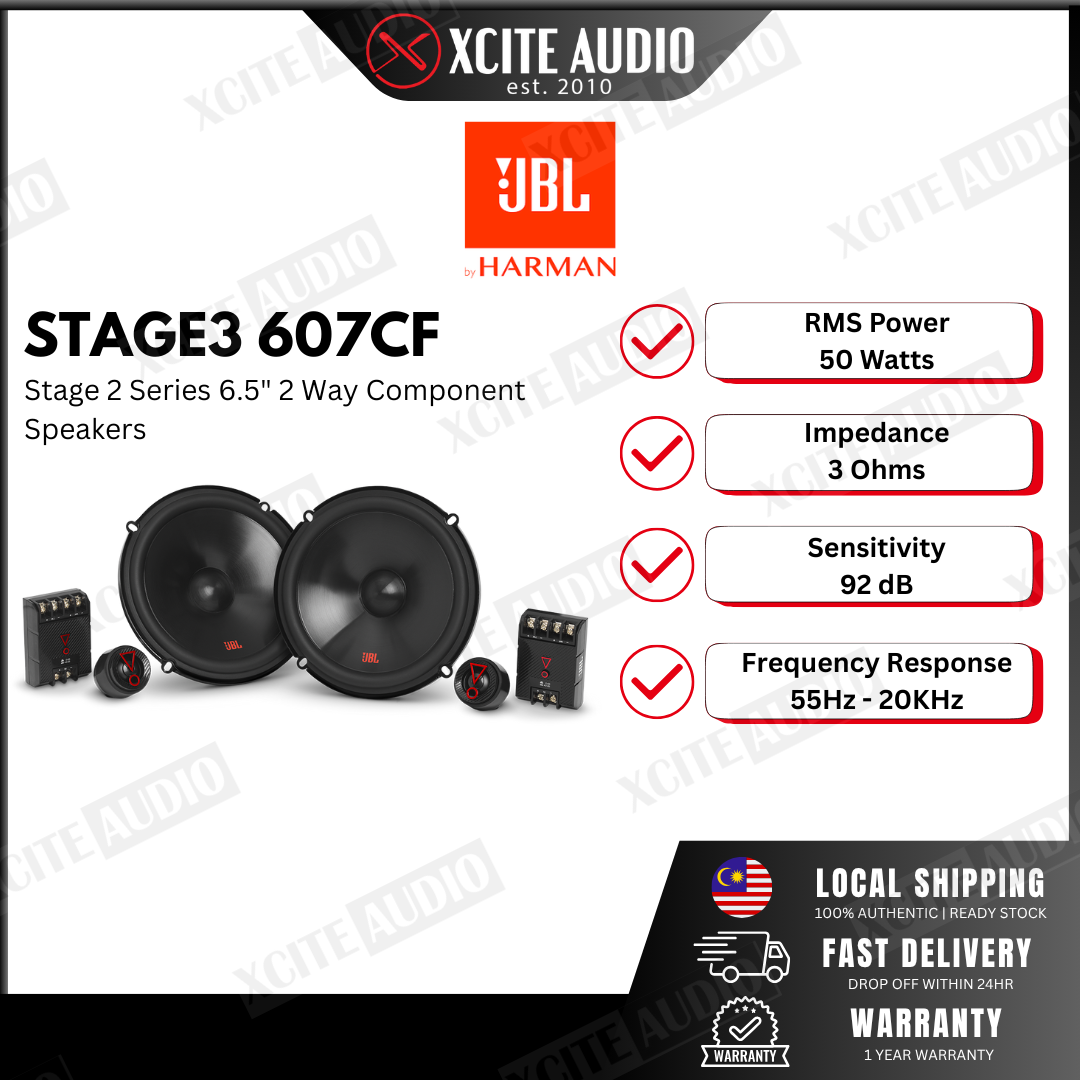 thumbnail image 2 of Car Speakers JBL STAGE3 607C - 6.5\" 2-Way Car Component Speakers 500W Total Power BNIB 692528 Subwoofer Car 2 of 13