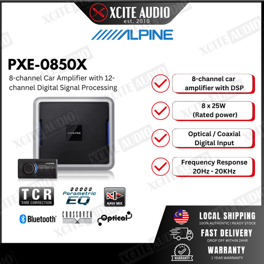 Alpine PXE-0850X 8-channel Car Amplifier With Digital Signal Processing 25 watts RMS x 8