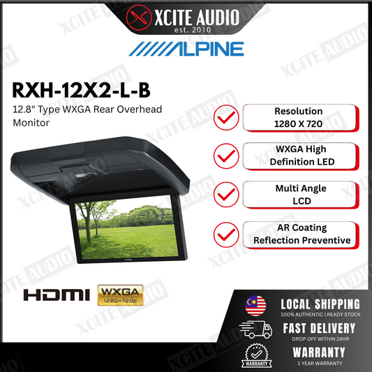 Alpine RXH-12X2-L-B 12.8”  Type WXGA Rear Overhead Monitor
