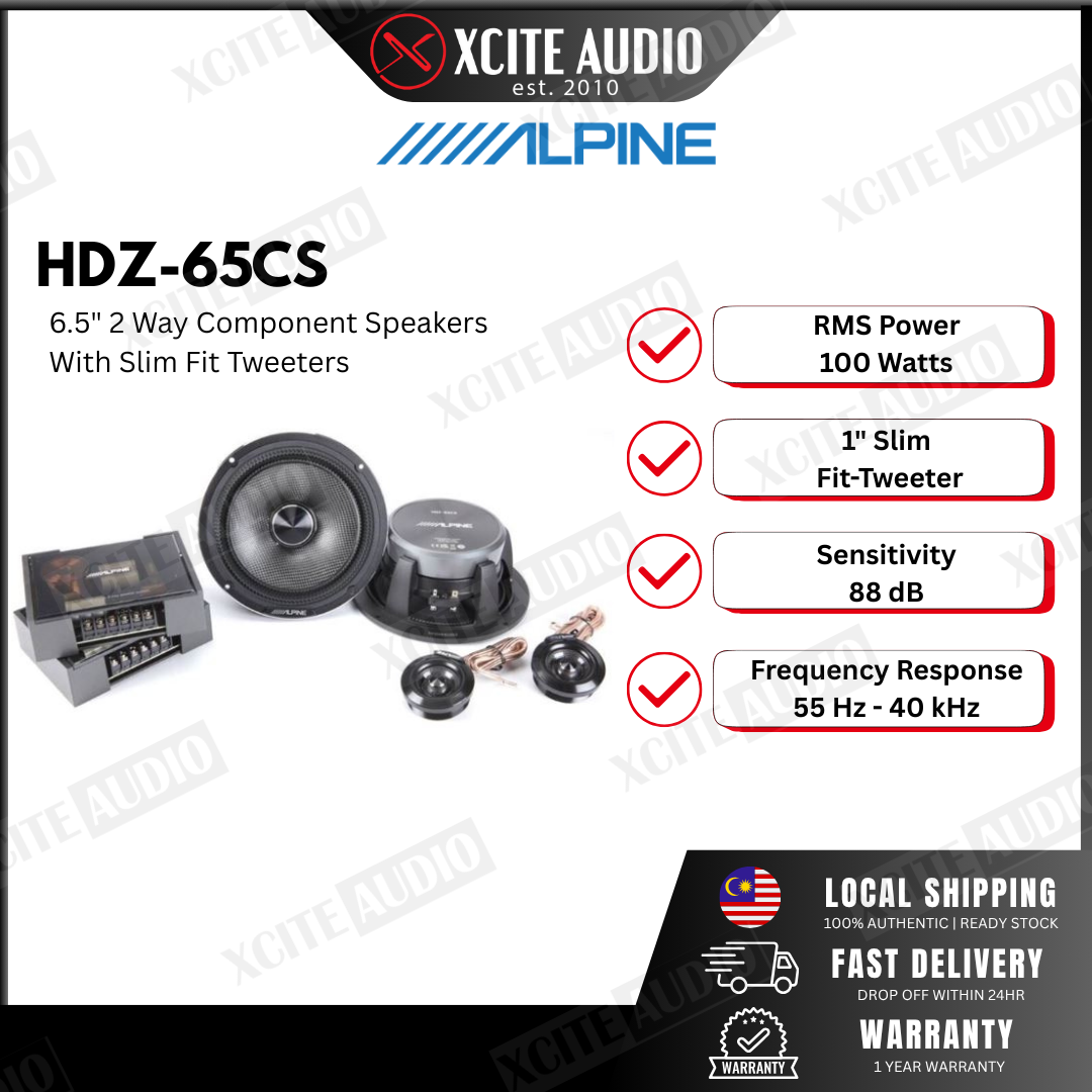 Alpine HDZ-65CS Status Series 6.5" 2-Way Component Speaker With Slim Fit Tweeters