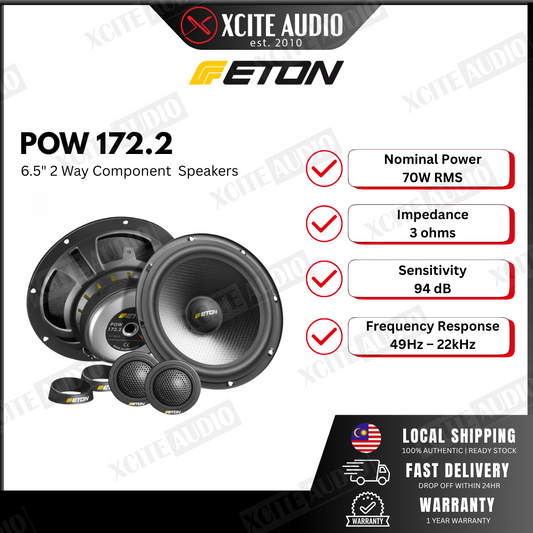 Eton POW172.2 6.5" 70Watts 2-Way 3 Ohms Component Car Speakers