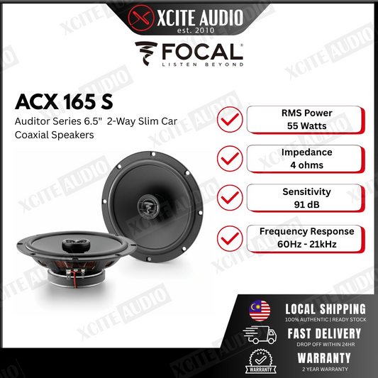 Focal ACX 165 S Auditor EVO 6.5" Slim 2-Way Car Coaxial Speakers