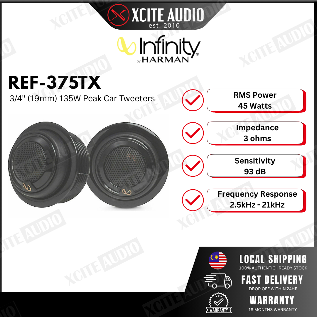 Infinity REF-375TX 3/4" (19mm) 135w Peak Car Tweeters