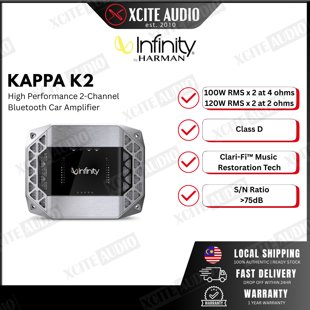 Infinity Kappa K2 Class D High Performance 2-Channel Bluetooth Car