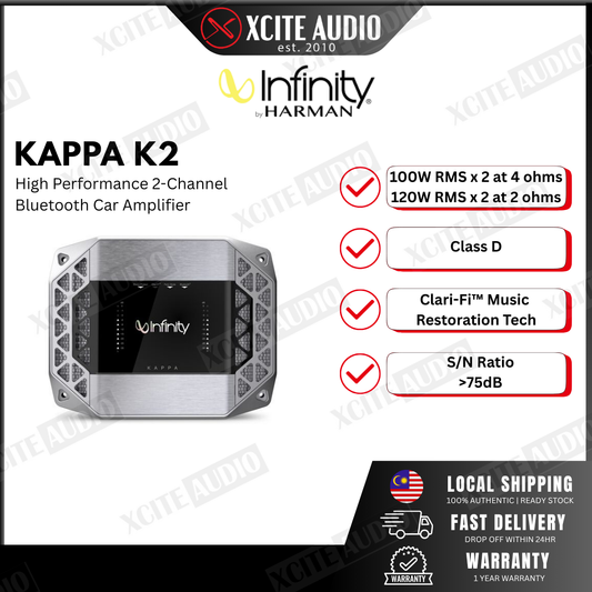 Infinity Kappa K2 Class D High Performance 2-Channel Bluetooth Car Amplifier