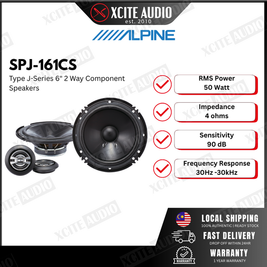 Alpine SPJ-161CS 6" 2-Way Type-J Series 250 Watts Peak Power Component Car Speakers