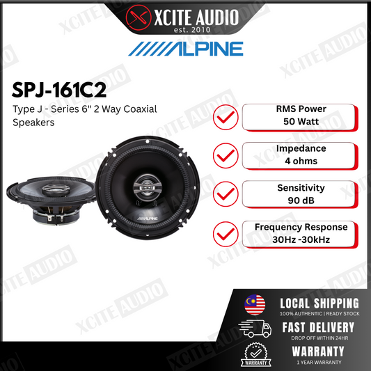 Alpine SPJ-161C2 6" 2-Way Type-J Series 250W Peak Power Coaxial Car Speakers