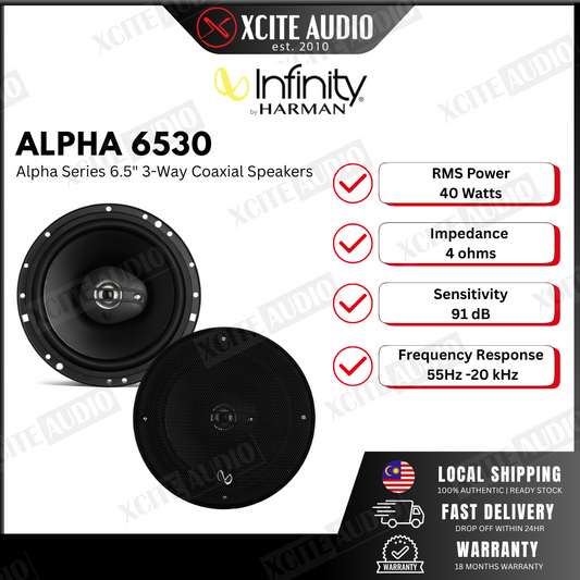 Infinity Alpha 6530 6.5" 3-Way Car Speaker 40W RMS, 290W Peak