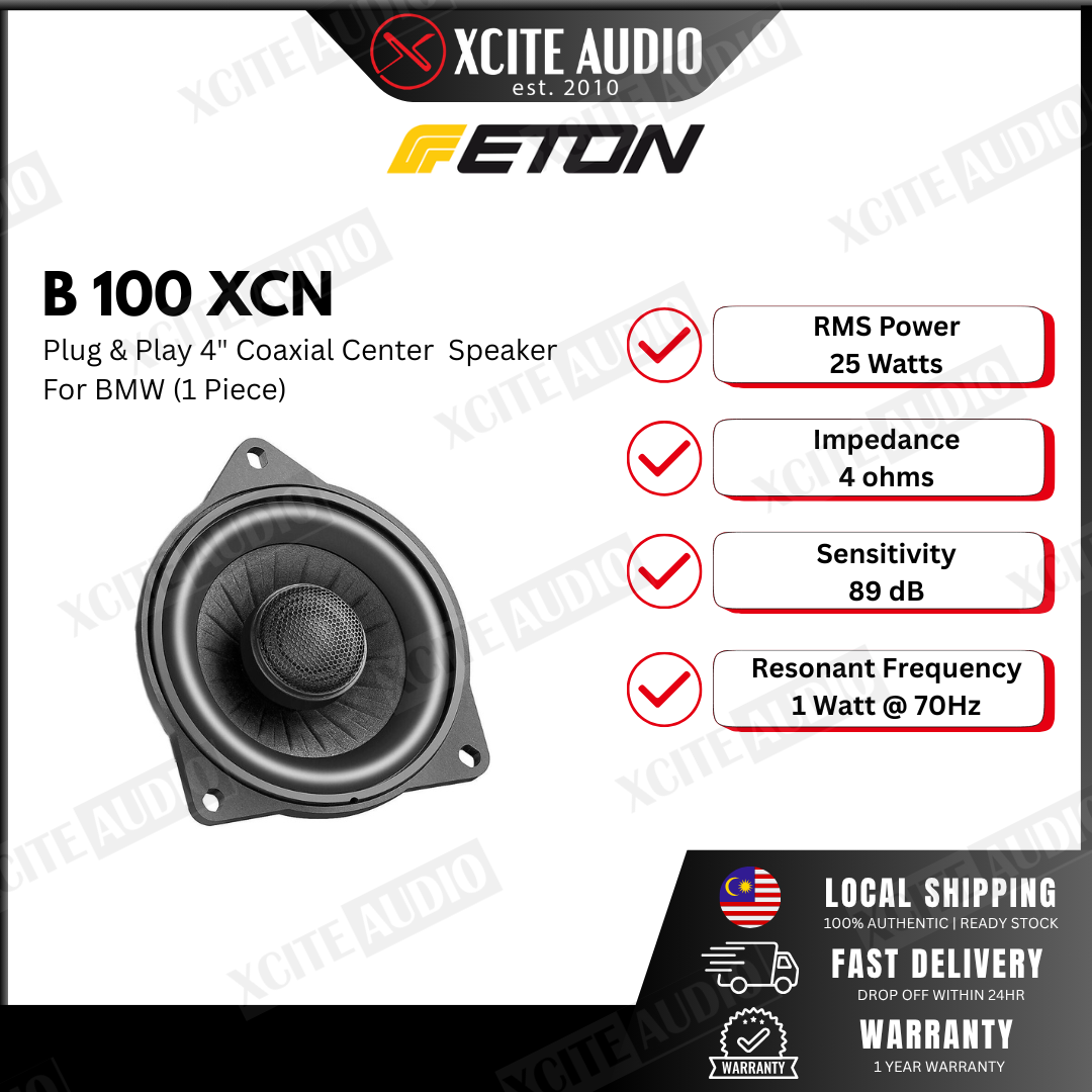 Eton B100XCN 4" 50Watts 2-Way 4 Ohms Plug & Play Coaxial Center Car Speaker For BMW (1 Piece)