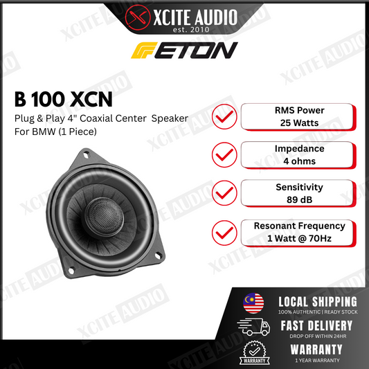 Eton B100XCN 4" 50Watts 2-Way 4 Ohms Plug & Play Coaxial Center Car Speaker For BMW (1 Piece)