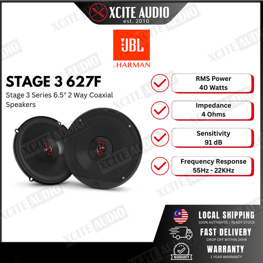 JBL Stage3 627F 6.5" 2-Way 225Watts Peak Power Coaxial Car Speakers